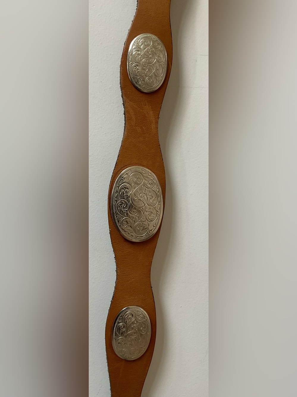 Brown Leather Concho Belt - Picture 3 of 9